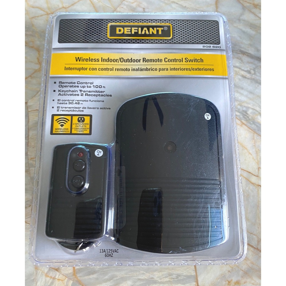 Defiant Wireless Indoor Outdoor Remote Control Switch 2 Grounded Outlets 202 620